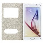 Wholesale Samsung Galaxy S6 Edge Slim Window View Magnetic Flip Leather Case (White)
